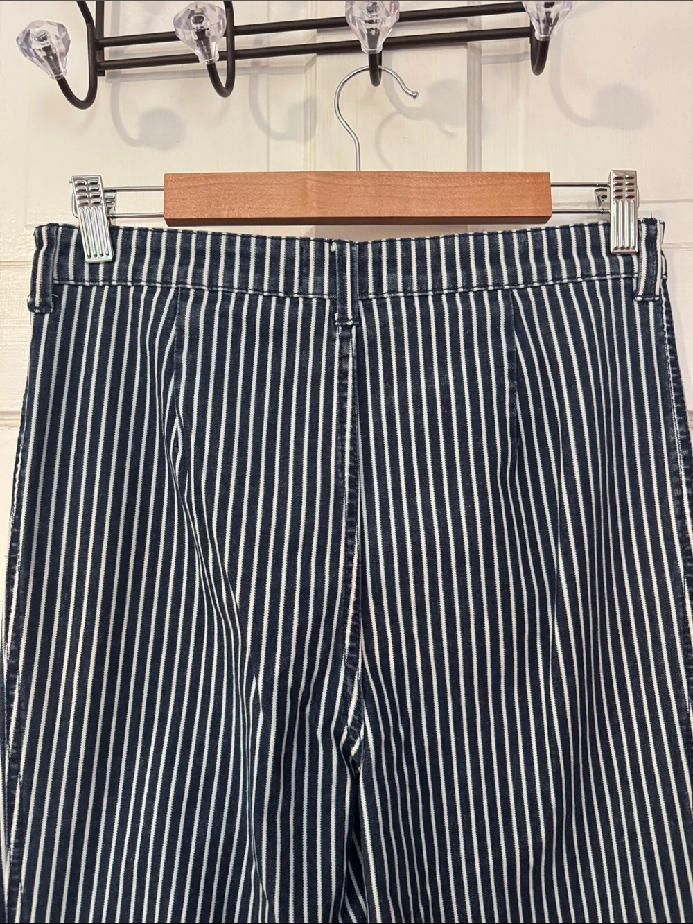 N.E.5 Vintage 70's Style Striped High Waist Extreme Flare Wide Leg Boho Jeans 30